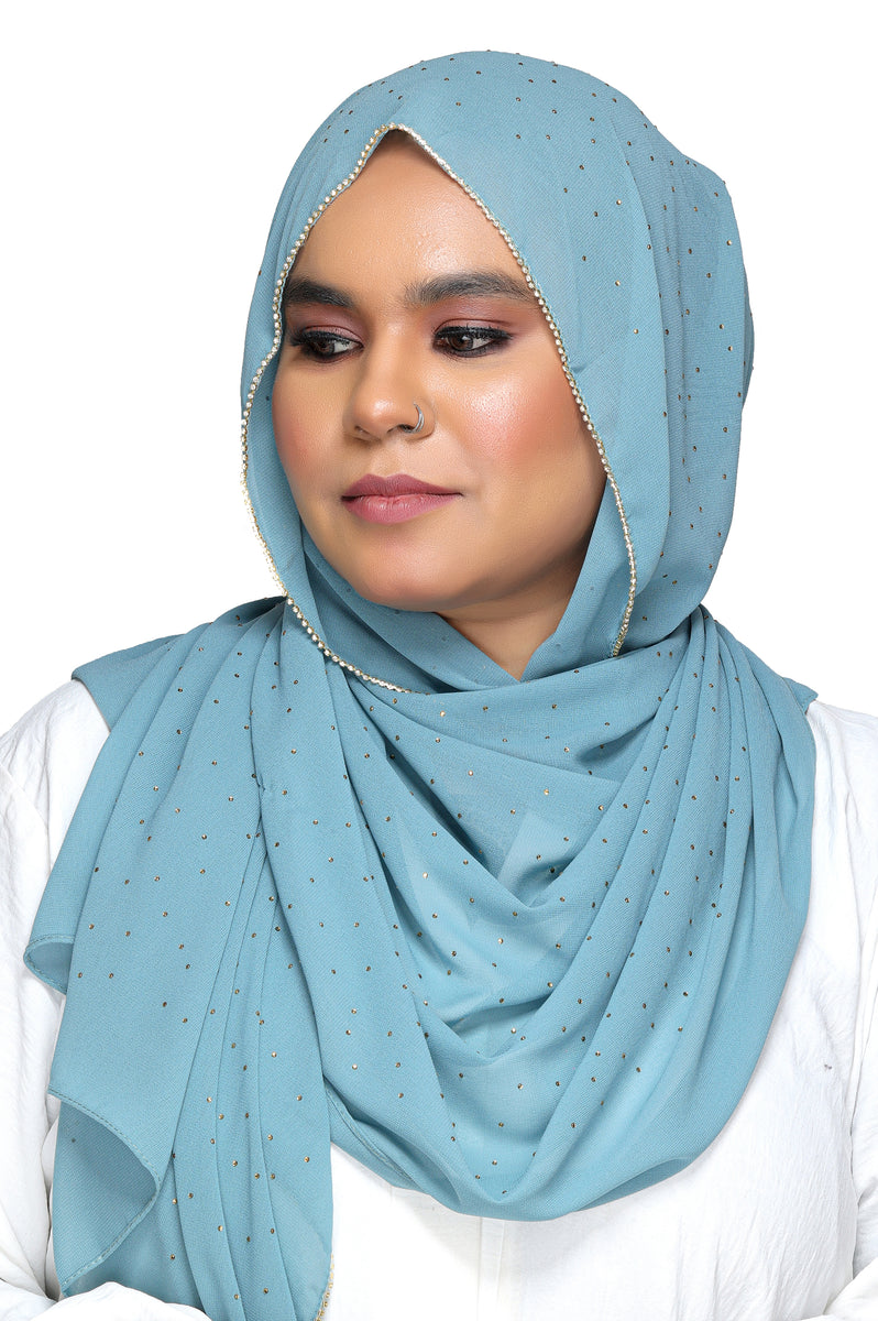 Rhinestone Georgette- Sea Green – Tehzeeb1